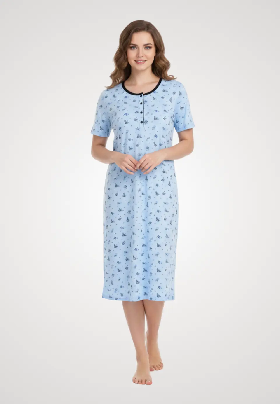 Cămașă de noapte albastra imprimeu ''LOVE''