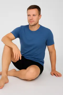 Pijama bărbați indigo-negru – bumbac & modal