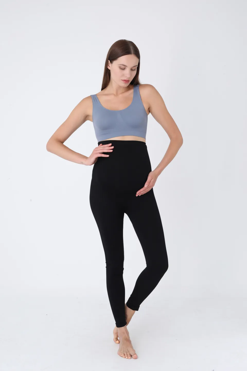 Colanți negri pentru gravide – cu bandă elastică de susținere sub burtă