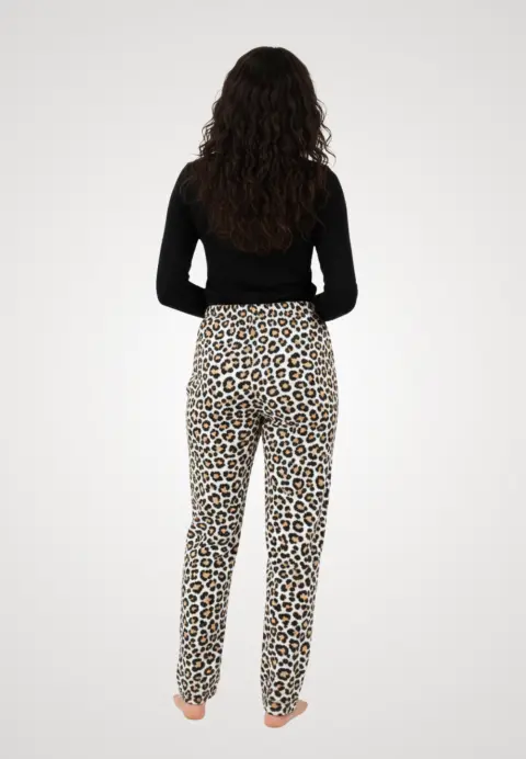 Pantaloni damă polar cu imprimeu leopard