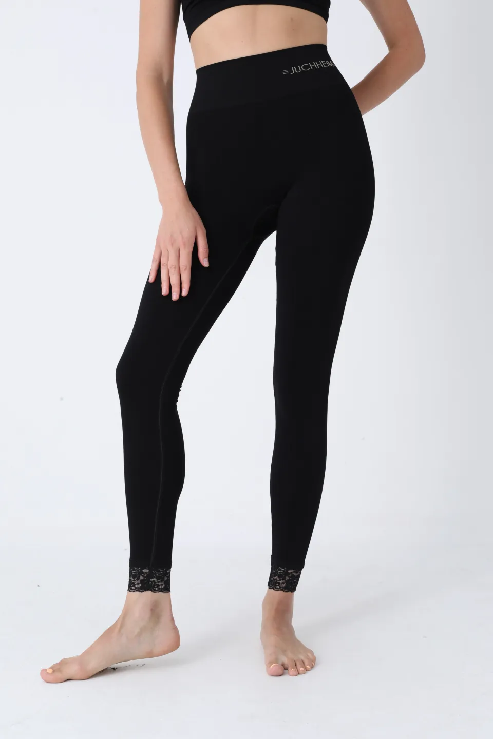 Colanți damă cu dantelă și efect compresiv