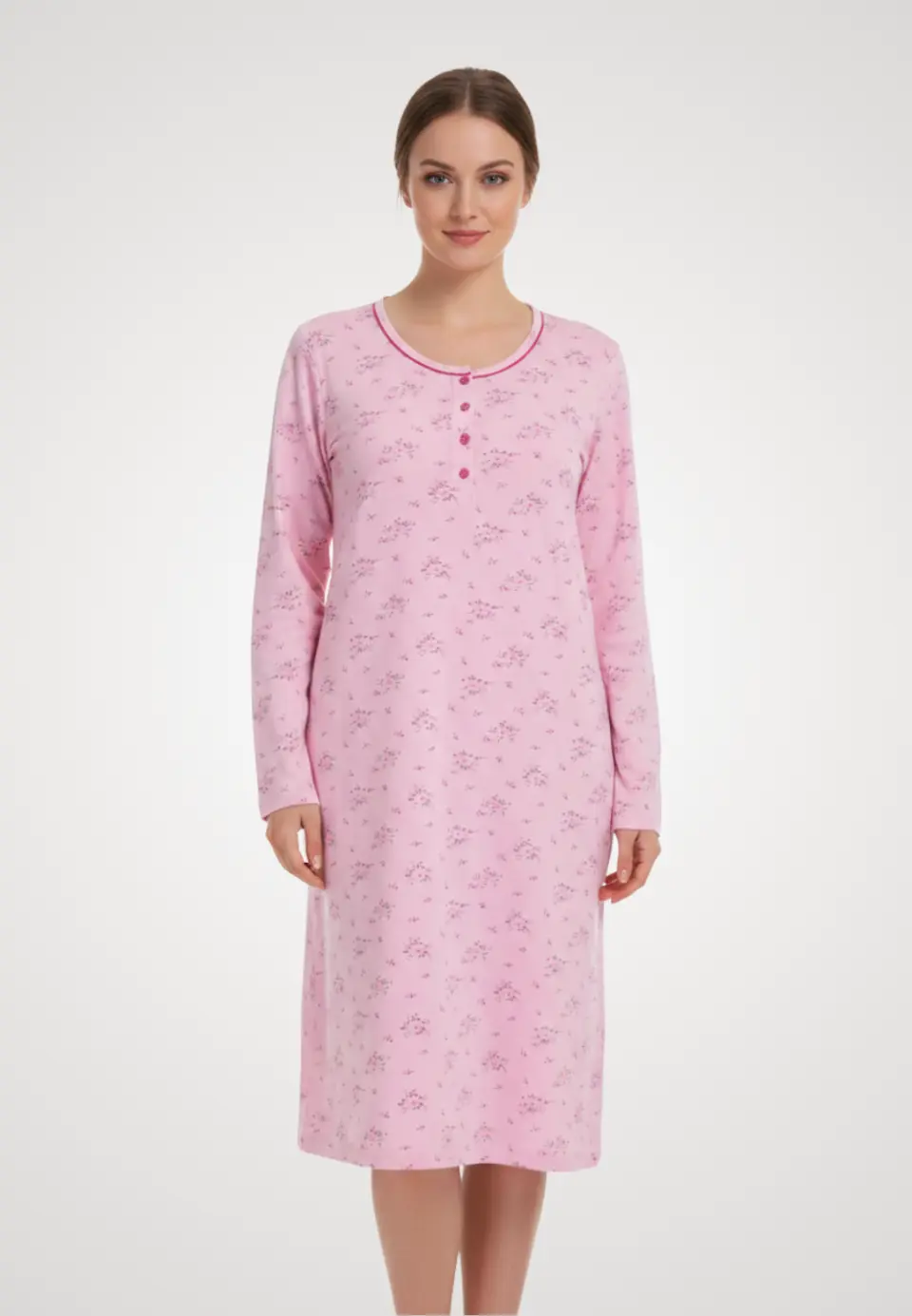 Cămașă de noapte roz cu flori