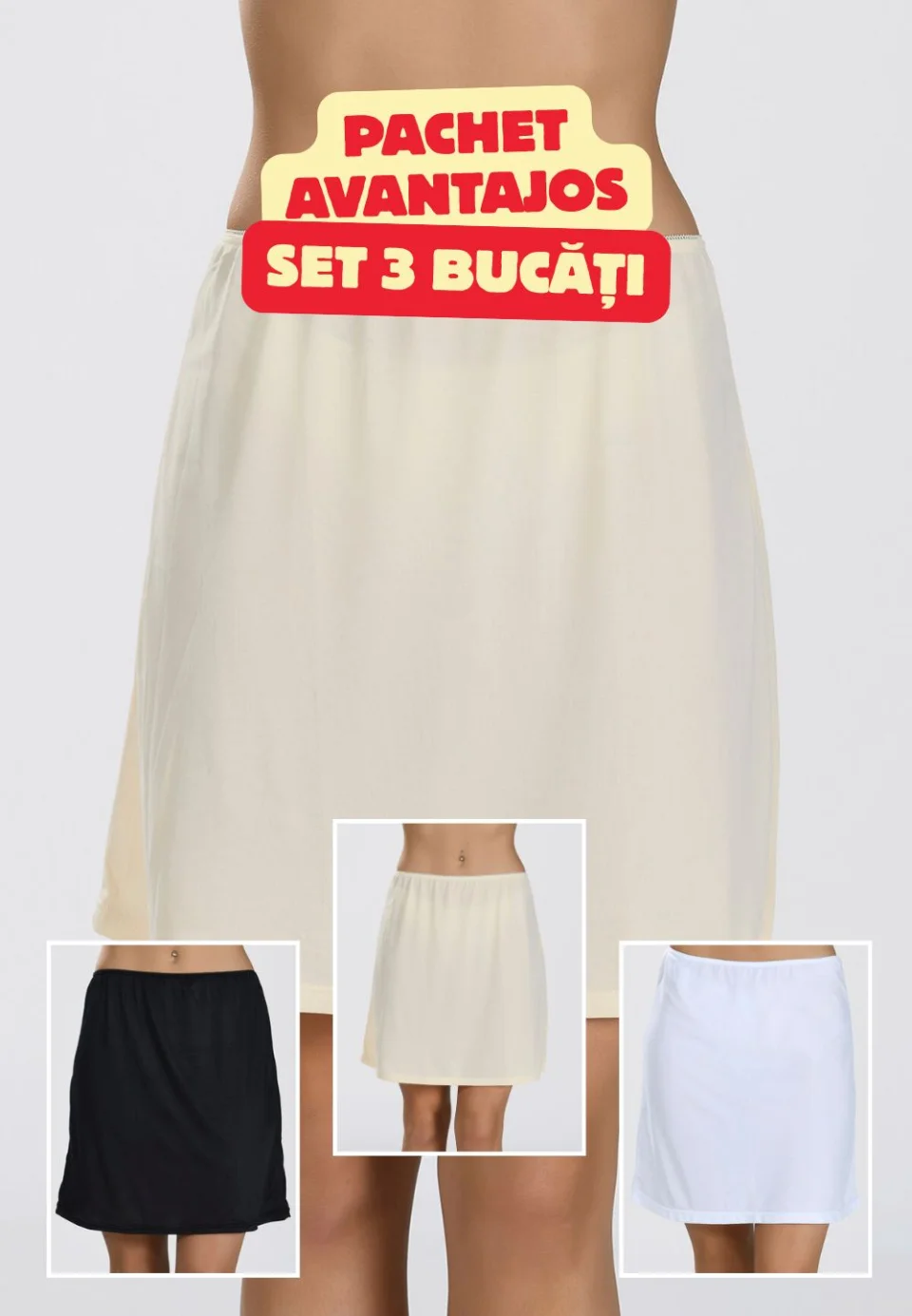 Set 3 Jupă Damă Fără Cusături – Deasupra Genunchiului