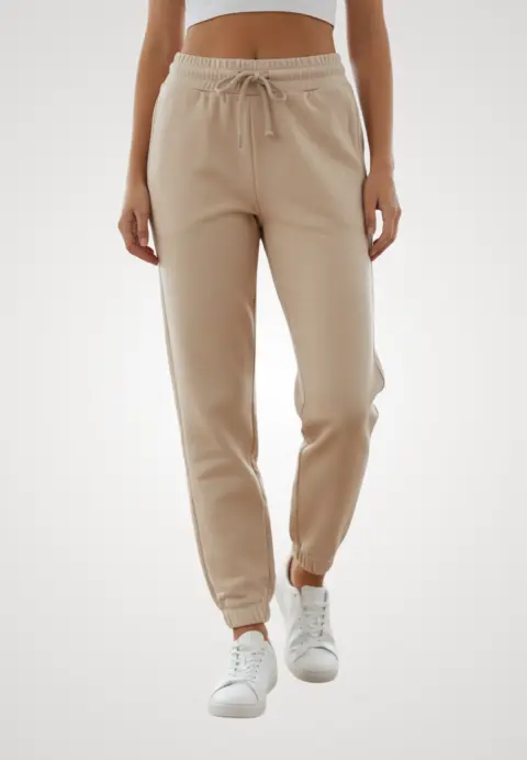 Pantaloni de trening damă din bumbac, culoare crem