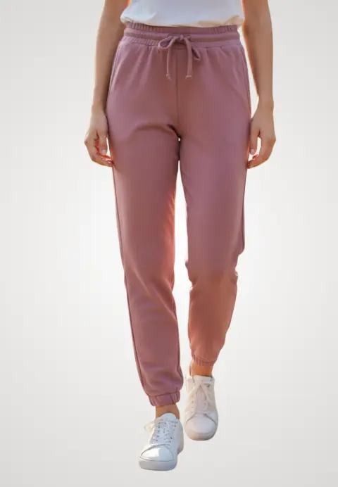 Pantaloni de trening damă din bumbac, culoare roz închis