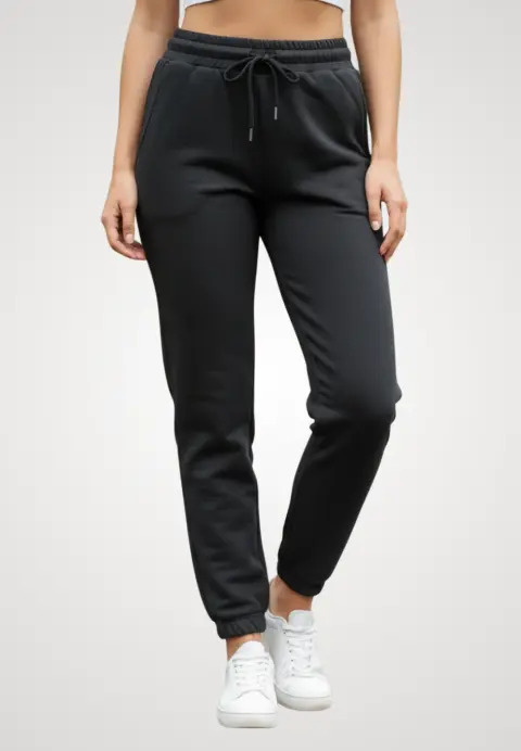 Pantaloni de trening damă din bumbac, culoare negru