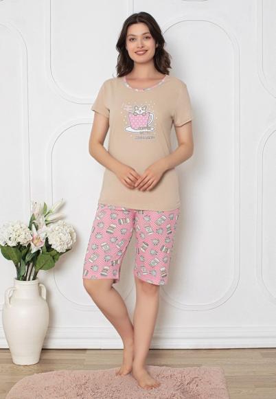 Pijamale Dama Capri – Mânecă Scurtă și Pantaloni 3/4