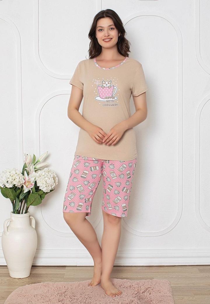 Pijamale Dama Capri – Mânecă Scurtă și Pantaloni 3/4