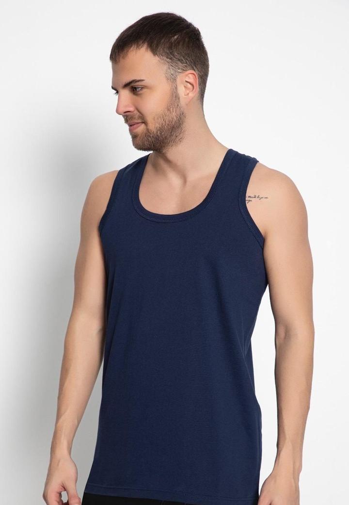 Maiou clasic pentru bărbați – 100% bumbac, Bleumarin