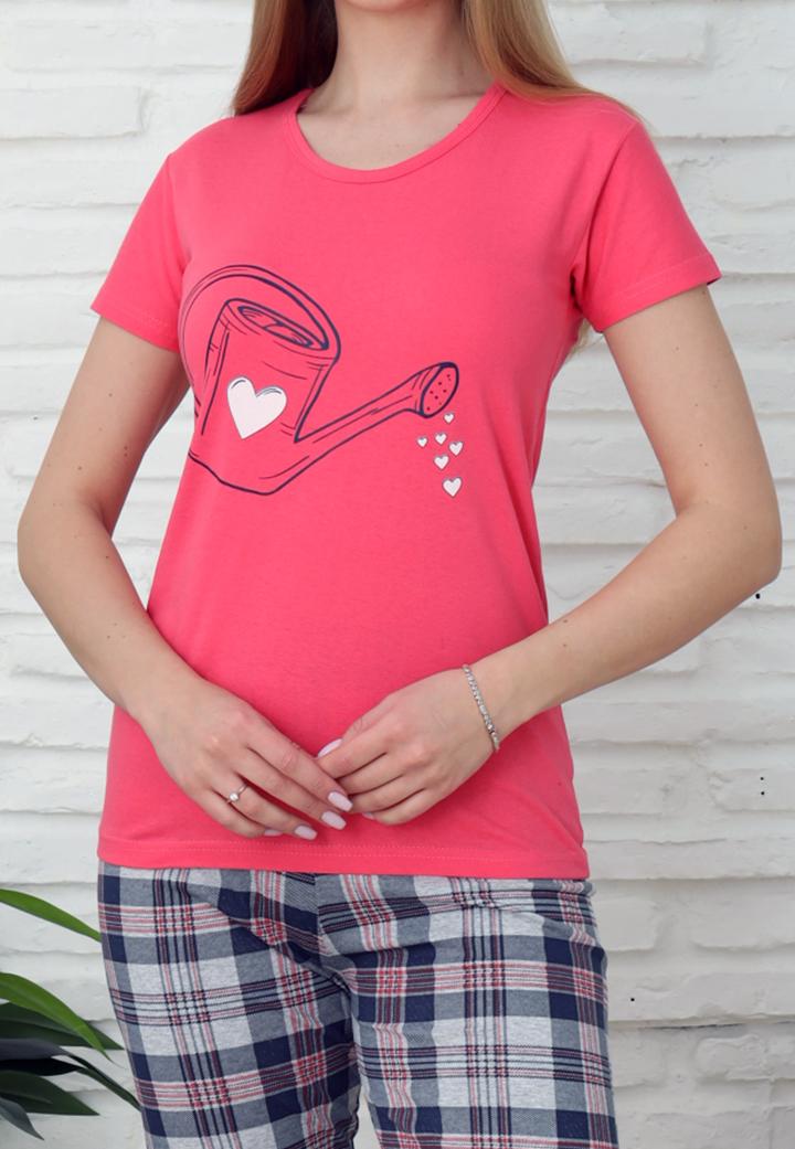 Pijama Femei, Mânecă Scurtă și Pantaloni 3/4, Culoare roz